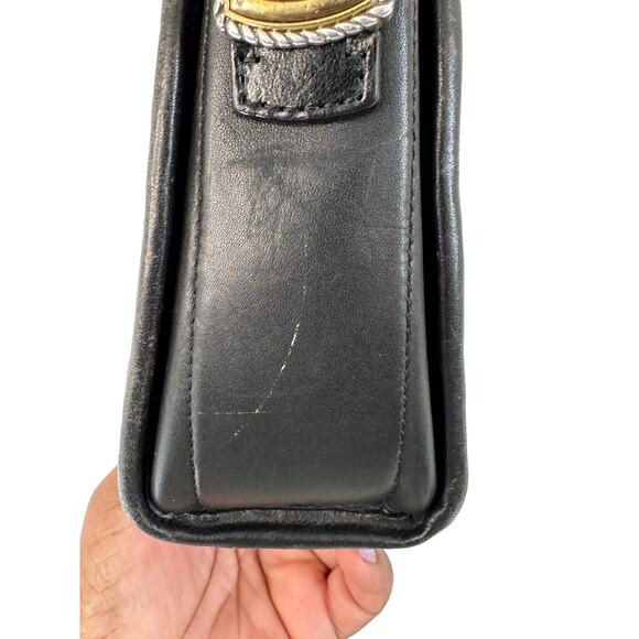 Brighton Vintage Black Croc Embossed Leather Basic Crossbody Purse Basic - Picture 5 of 14